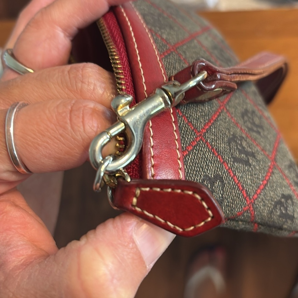 Dooney & Bourke Brown and Red Wristlet Pouch - Picture 4 of 5